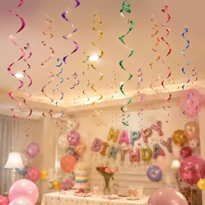 Kleurrijke PVC spiraal hangende decoraties voor verjaardagsfeest plafond decor.