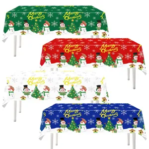 Weihnachten Einweg Kunststoff Tischdecke mit süßem Schneemann Design in vier Farben.