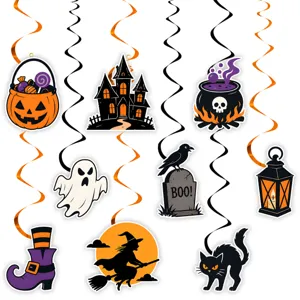 Halloween decoraciones espirales colgantes detalle con fantasma calabaza bruja