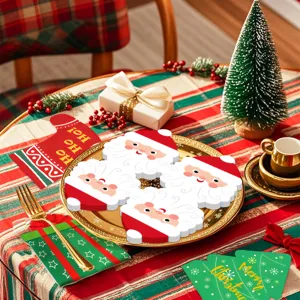 Kerst gevormde papieren servetten set kerstman boom feest tafeldecoratie benodigdheden