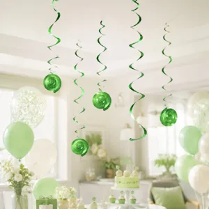 Groene PVC spiraal hangende slingers voor feest plafond decoratie leuke evenementen