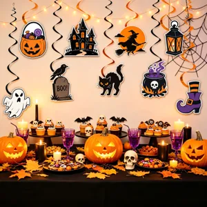 Decoraciones Colgantes Halloween Papel Calabaza Bruja Fantasma Espiral Techo Para Decoración Fiesta Festiva