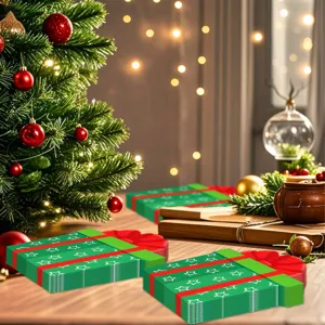 Kerstfeest papieren bordjes cadeau vorm feestelijk rood en groen ster ontwerp deco