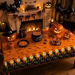 Halloween tafelkleed waterdicht oliebestendig pompoen vleermuis griezelig feest decoratie