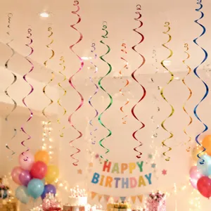 Kleurrijke PVC spiraal hangende decoraties voor verjaardagsfeest plafond slingers.