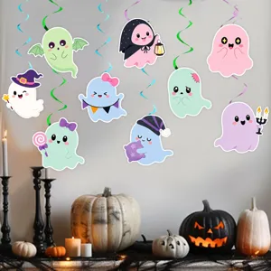 Decoraciones de fiesta lindas de espirales de fantasma colgantes de Halloween para techo