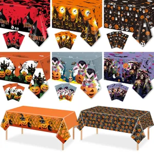 Halloween disposable tablecloth waterproof oilproof pumpkin skeleton party table cover decor
