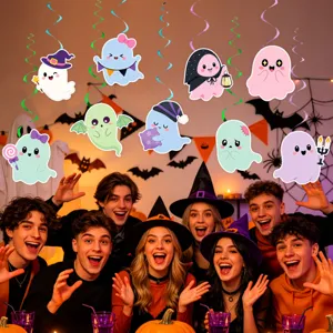 Decoraciones de espirales colgantes de Halloween con lindos colgantes de fantasma