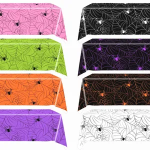 Halloween spider web printed disposable PE tablecloth table cover for party decoration