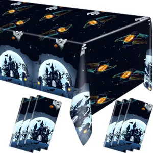 Halloween theme disposable PE tablecloth party decorative table cloth spooky castle ghost design