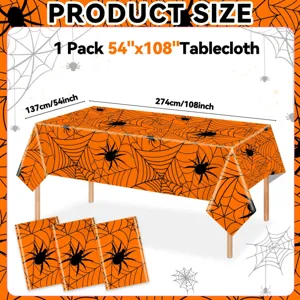 Halloween orange spider web tablecloth 54x108 inch waterproof disposable party table cover