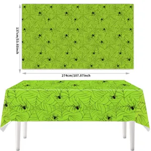 Halloween disposable table cover green spider web print PE tablecloth party decor supplies