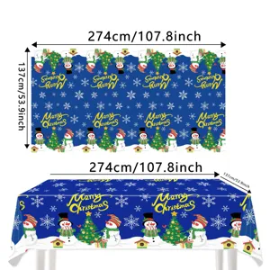 Blaue Weihnachten Tischdecke Einweg Schneemann Tischabdeckung Party Zubehör 274x137cm