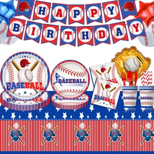 Baseball Thema Geburtstag Party Zubehör Set Pappteller Becher Servietten Tischdecke