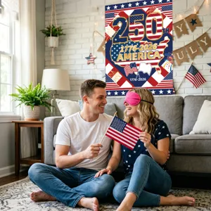 Fourth of July 250th Anniversary Party Decoration Props American Independence Day Banner