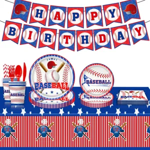 Baseball Thema Party Geschirr Pappteller Becher Servietten Tischdecke Geburtstag Girlande