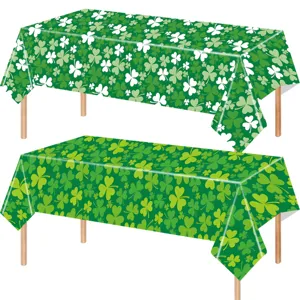 Irischer St Patrick Tag Tischdecke Detail, grünes Kleeblatt Muster wasserdichte Party Deko.