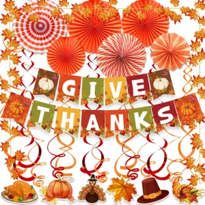 Thanksgiving Party Deko Set Papierfächer Hängende Wirbel Herbst Erntedank Fest Deko