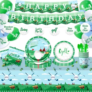 Golf Thema Party Geschirr Set Pappteller Becher Servietten Banner Ballons Dekoration Deko