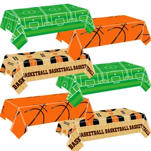 Basketball Football Theme Disposable PE Plastic Tablecloth Outdoor Picnic Party Table Cover Decor