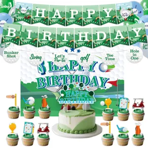 Golf Thema Geburtstag Party Dekoration Set mit Banner Hintergrund Tortenaufsatz Topper.