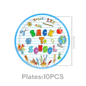 Schulanfang Pappteller Party Geschirr Set 18cm 7Zoll 10Stk fuer Schule Dekoration Feierbedarf