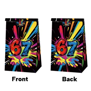 Colorful 67 theme printed paper gift bag party favor candy bag front and back display