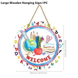 Grand panneau suspendu en bois pour decoration classe rentree scolaire panneau bienvenue 20cm