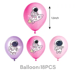12Stk Astronaut Thema Latex Luftballons 12 Zoll Rosa Lila Weltraum Party Deko Zubehoer