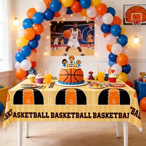 Basketball theme party disposable PE plastic tablecloth for sports celebration table decor