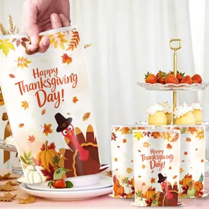 Thanksgiving Plastik Geschenktüten mit Truthahn und Kürbis Motiv für Party Dekoration