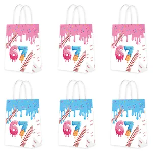 67th birthday party gift bags ice cream baseball theme paper treat candy bags set