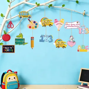 Rentrée scolaire classe décorations suspendues en bois bus scolaire licorne fournitures