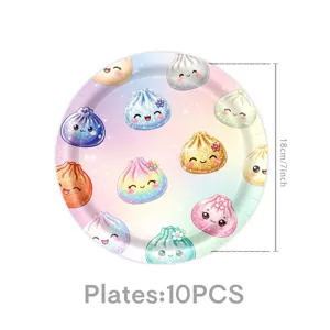Süße kawaii pastell Regenbogen Teigtaschen Pappteller für Geburtstag Party Tischdeko 18cm