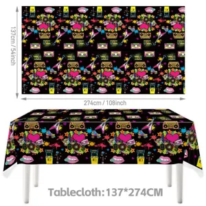 Nappe jetable de fete retro disco des annees 80 rectangulaire impermeable 137x274cm
