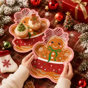 Weihnachten Lebkuchen Pappteller geformt Feiertag Party Geschirr festliche Tischdeko
