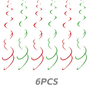 Décorations de fête de Noël tourbillons suspendus 6 pcs rouge vert spirale ensemble