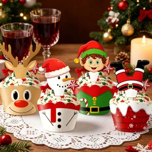 Weihnachten Cupcake Wrapper und Topper Set, festliche Party Backen Dekorationen.