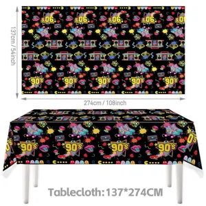 nappe de fete retro annees 80 90 nappe jetable decoration arcades de fete vibrante