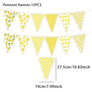 Summer lemon theme party decoration pennant banner set, 12 pieces hanging flags for party.