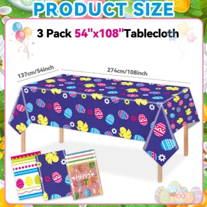 Oster Einweg Tischdecke 3er Pack 54x108 Zoll bunte Eier Design Party Deko Tischabdeckung