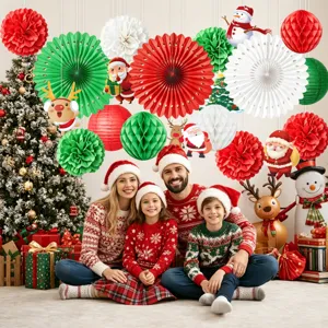 Weihnachtsfeier Dekoration Papier Blumenbälle und hängende Fächer für festliche Inneneinrichtung