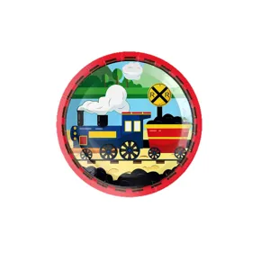 Children birthday party paper plate with cute cartoon little train print design tableware decor