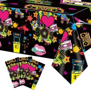 Nappe de table jetable en plastique rétro fête 80s 90s thème disco décoration chic