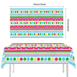 Oster Tischdecke dekorative Party Tischabdeckung mit bunten Eiern und Blumenmustern.