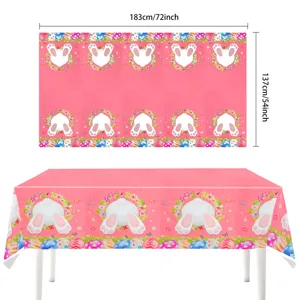 Ostern rosa hase eier tischdecke party tischabdeckung wasserdicht urlaub dekoration 183x137cm