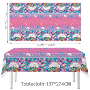 Wasserdichte Einweg Tischdecke mit Meerjungfrau Schuppen Muster 137x274cm für Party und Geburtstag.
