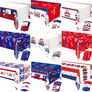 Chile Independence Day Fiestas Patrias Disposable Tablecloth Plastic PE Party Decorations Viva Chile Patriotic Table Cover Celebration