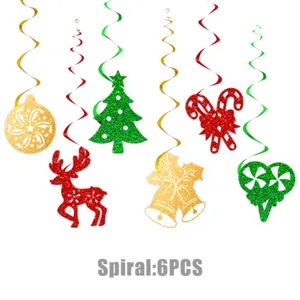 Set de Decoración de Espirales Colgantes de Navidad con Elementos con Purpurina 6 Uds
