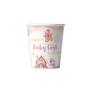 Roze peperkoekenhuis baby shower papieren bekers voor feestbenodigdheden en leuke verjaardag